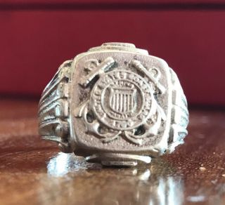 Antique Vintage United States Coast Guard Sterling Silver Ring Size 9.  25for Jon