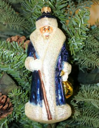 Christopher Radko Glass Ornament " Russian Santa " Blue Robe Rare