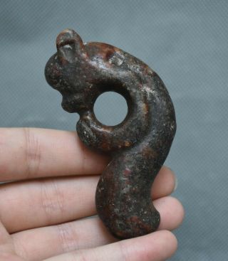 3.  4 " Old China Hongshan Culture Jade Stone Carved Sun God Birds Pendant Amulet