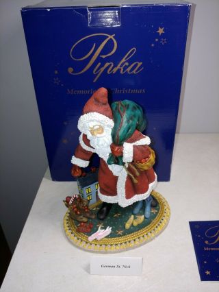 Rare Signed Artist Proof Pipka 14 " German St.  Nick Memories Of Christmas Santa