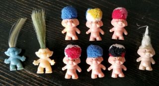Vintage 1960s Tiny Gumball Machine Hard Plastic Troll Dolls