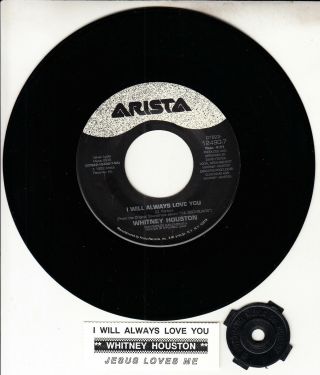 Whitney Houston I Will Always Love You 7 " 45 Record Rare,  Juke Box Title Strip