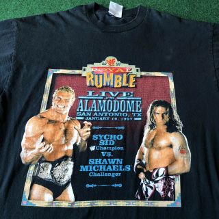 Vintage 1997 Wwf Royal Rumble Shawn Michaels Sycho Sid Tee Shirt Xl Rare
