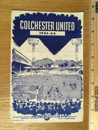 Rare Colchester United V Northampton Town Programme 1963/64 Football League Cup