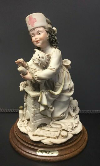 Vintage Nurse W/ Dog Figurine A Belcori 1987 Made In Italy Rare Canova Variation