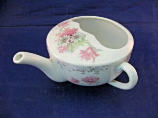 Antique Porcelain Invalid Feeder W Pink And White Floral Decoration