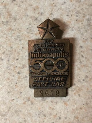 Rare 1987 Indianapolis 500 Numbered Indy Racing Pit Pass Badge/pin - Bronze