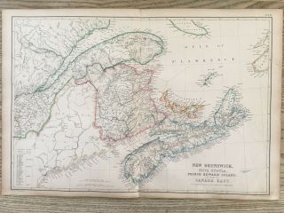 1859 Eastern Canada Hand Coloured Antique Map By W.  G.  Blackie