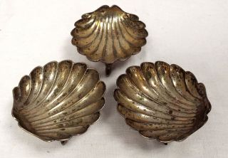3 Antique Martin Hall & Co Silver Plate/ Epns Shell Shaped Trinket Dishes - B53