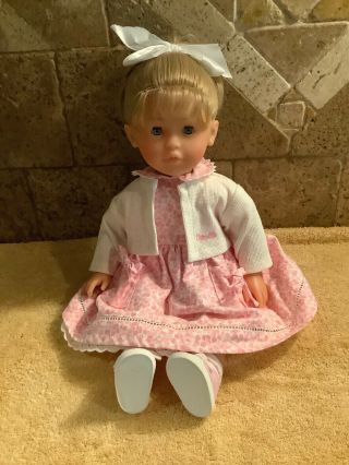 Corelle Baby Doll Blonde Hair Blue Eyes Pink Dress Sweater 94 - 17 - V14 G Rare