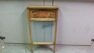 Vintage Rare Antique Atlantic No 510 National Glass Wood Washboard Ribbed Glass