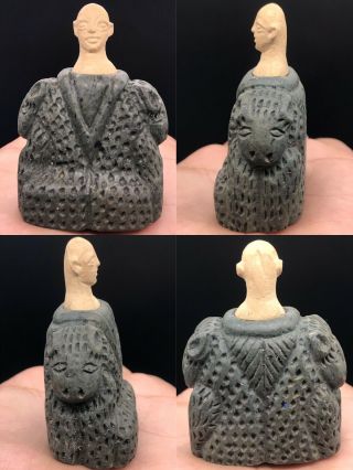 Wonderful Ancient Rare Unique Old Bactrian Stone Seated Statue