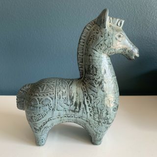 Bitossi Style Ceramic Horse | Mid Century Modern Pottery Sculpture | Aldo Londi