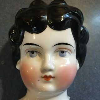 Antique German China Doll Head Blue Eyes For Repair Head Is 5.  5 Inches Tall