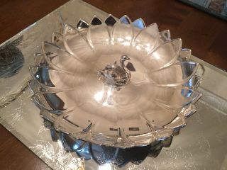 Vintage Reed An£ Barton Silver Plated Swan Water Lilly Bon Bon Dish