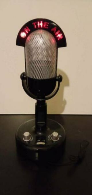 Rare Retro Style Microphone Mike Am Fm Portable Radio (battery Operated) 20cm