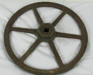 Antique 6 Spoke 12 " V - Belt Groove Pulley Wheel Cast Iron Farm Industrial Machine