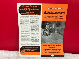 Rare 1951 John Deere Bulldozer Tractor Dealer Advertising Brochure