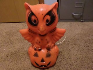 Rare Halloween Owl Pumpkin Blow Mold Light Up Jack O Lantern Empire Decoration