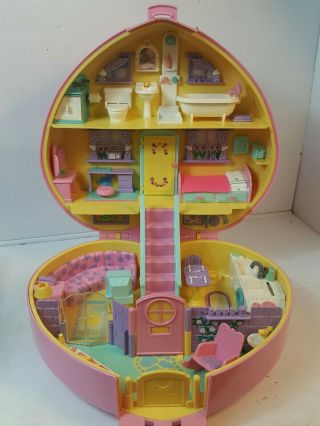 Vintage Lucy Locket Polly Pocket Carry Play Case Large Heart 1992 Bluebird