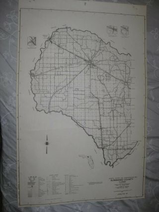 Huge Rare Antique 1956 Suwannee County Florida Map Live Oak Branford Detailed Nr