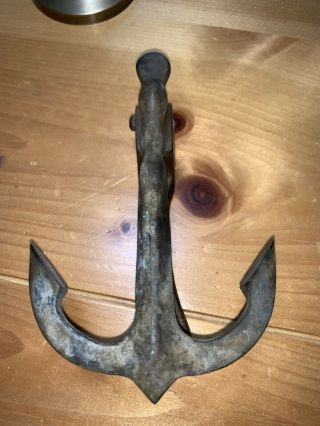 Antique Bronze Copper Brass Metal Navy Anchor Door Knocker Old Good Sound 2