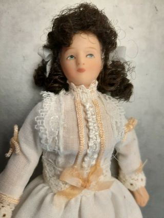Dollhouse Porcelain 6 Inch Victorian Woman Doll For 1:12 Scale