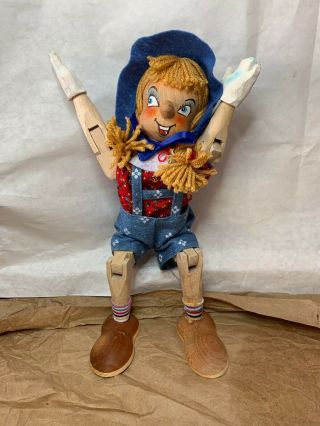 Vintage J & I Toth Hand Carved 13.  5 " Wooden Doll