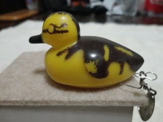 Vintage Cree Baby Duck Fishing Lure Yellow And Brown