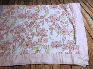 Vintage GYMBOREE Blanket - PRETTY PETALS - Rare,  Pink,  Tulips,  Bows,  2 Sides EVC 3