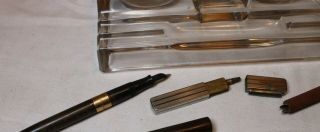 Antique 1910s Glass Sengbusch No 320 Inkwell Art Deco Desk Pen set w/ 2 inkwells 3