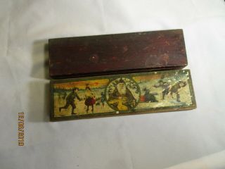 2 Antique Wood School Pencil Boxes 1 With Paper Graphitic