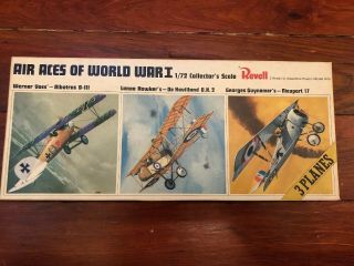Vtg Revell H - 685 Air Aces Of World War I 1/72 Model Kit 3 Planes 1966 Nos Rare