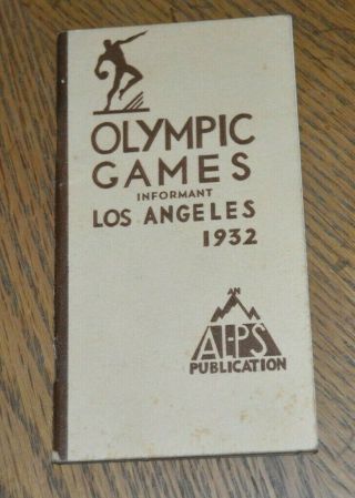 Antique 1932 Xth Olympiad Los Angeles Olympic Games Informant