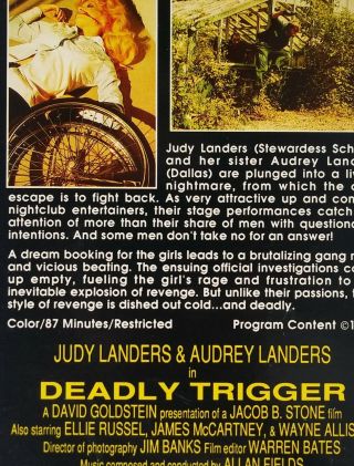 Deadly Trigger VHS Marathon Video Judy Landers & Audrey Landers Uncut Box RaRe 3