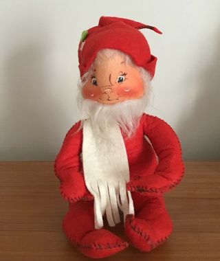 Annalee Rare Vintage 12” Red Gnome With White Scarf C151 Elf