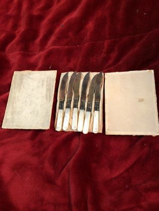 Very Rare 19th Century Mother Of Pearl Knife Set Not Listed On Ebay