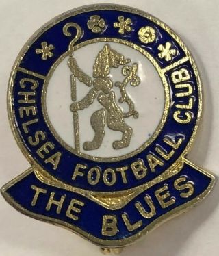 Chelsea Fc The Blues Coffer London Old Enamel Badge Brooch Fitting Rare