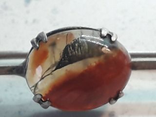 Lovely Antique Victorian Solid Silver Scottish Moss Agate Brooch.