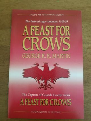 Signed A Feast For Crows Rare Pre - Publication Excerpt By George R.  R.  Martin