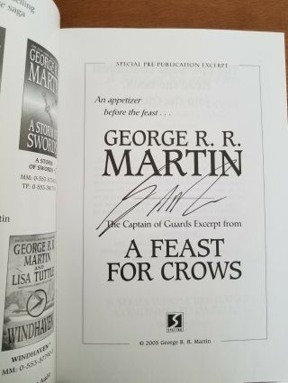 SIGNED A Feast For Crows Rare Pre - Publication Excerpt by George R.  R.  Martin 2
