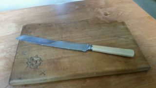 Vintage Maple? Bread Board Sheiffield Bread Knife Celluloid Firth Antique Rare