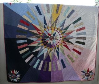 Vintage Quilt Rare Patchwork Day & Night 78 " By 82 "
