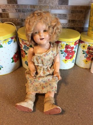 Antique Vintage Antique Ideal 18” Shirley Temple Doll Composition Dress Tlc