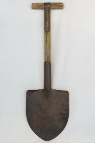 Antique,  Ww1 Wood T - Handle U.  S.  Army Trench Shovel