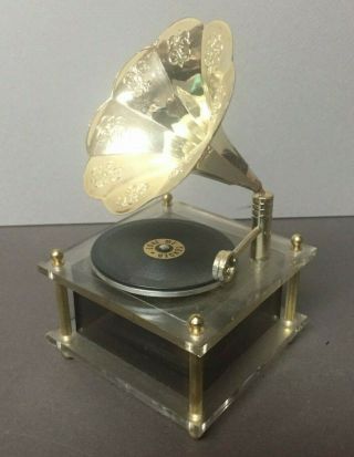 Rare 6 " Tall Gramophone Phonograph Music Box " Love Me Tender " By Elvis Presley