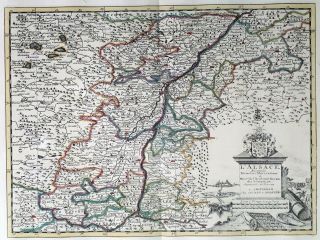 France Alsace 1735 Van Der Aa Covens & Mortier Colored Copper Engraved Map