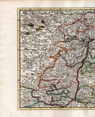 FRANCE ALSACE 1735 VAN DER AA COVENS & MORTIER COLORED COPPER ENGRAVED MAP 2