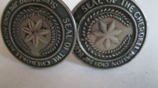 Rare Native American Sterling Seal Of The Cherokee Nation Cuff Links