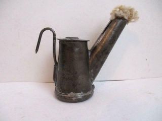 Antique Teapot Style Coal Miners/mining Cavers Oil Wick Lamp -